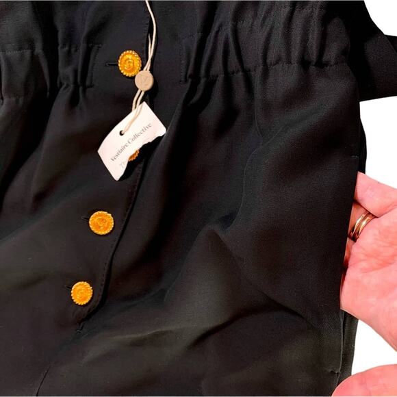 Gucci Alione V-neck Long Sleeve Button Jumpsuit Wool Silk Gold Black IT 36 US 0 - Picture 6 of 16